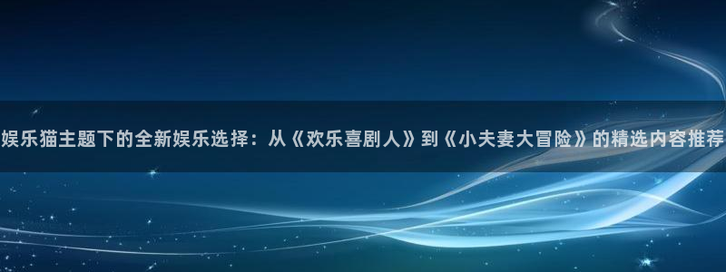 门徒娱乐登录平台：娱乐猫主题下的全新娱乐选择：从《欢乐喜剧人》到《小夫妻大冒险》的精选内容推荐